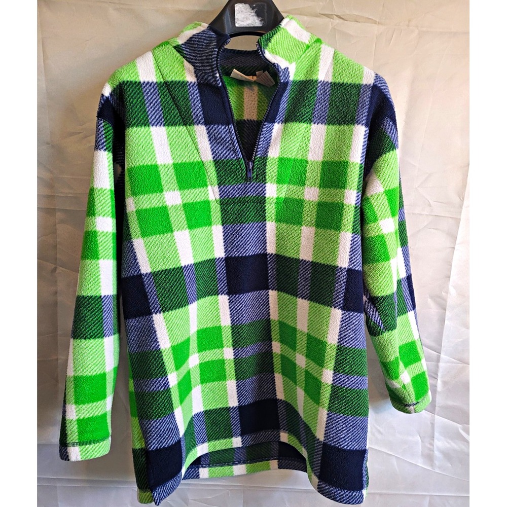 Crossroads Men's Plaid 1/4 Zip Fleece Mock Neck Pullover Sweatshirt M